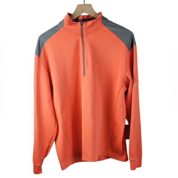 Nike Orange & Gray 3/4 Zip Pullover Golf Shirt - Picture 1 of 6